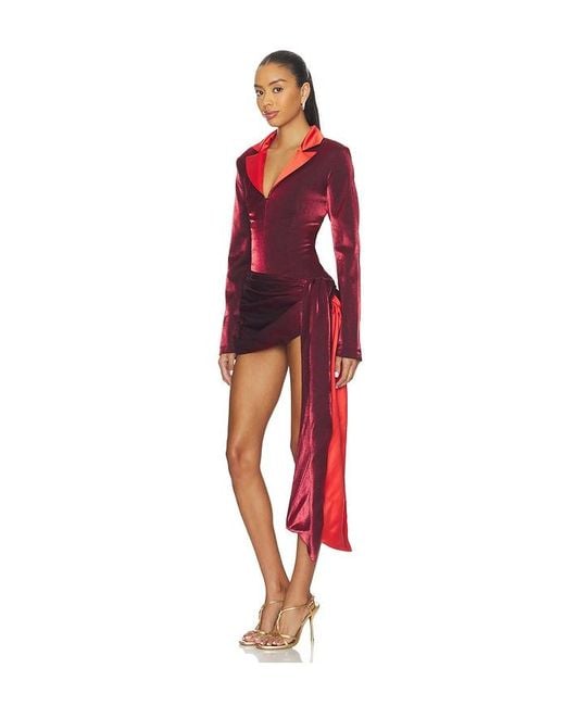 Kim Shui Red Jelixa Zip Up Wrap Blazer Dress