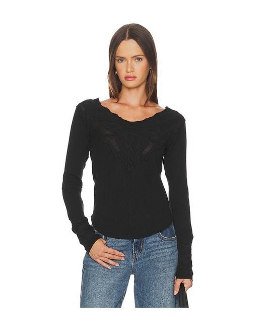 Free People Black Butterfly Cuff Top