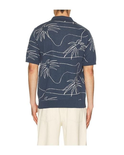 Far Afield Blue Palms Knitted Shirt for men