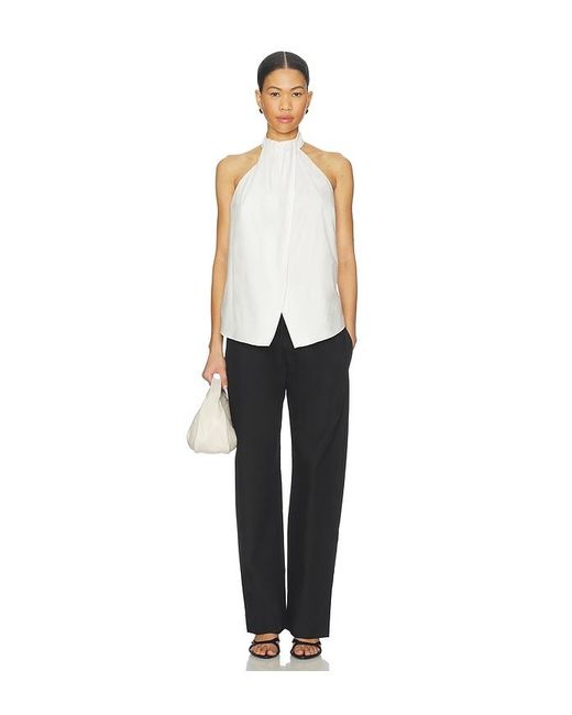 St. Agni White Oxford Halter Tie Back Top