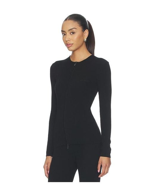 Fear Of God Black Signature Rib Knit Fitted Long Sleeve Zip Up Tee