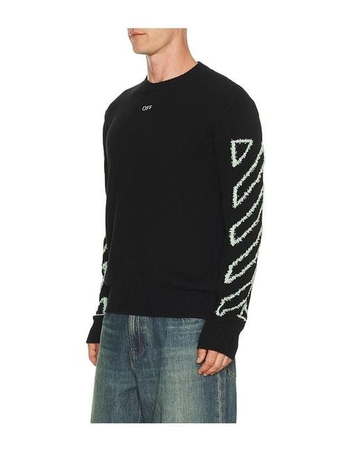 Off-White c/o Virgil Abloh Black Fuzzy Knit Crew Neck Sweater for men