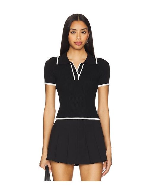 ALL THE WAYS Black Katrina Knit Polo Top
