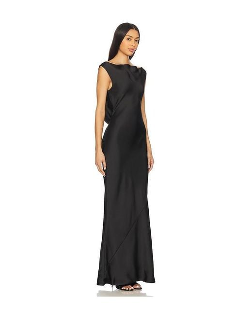 Norma Kamali Black Sleeveless Low Back Drape Gown