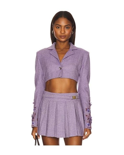 La Fuori Purple Georgiana Tweed Mini Jacket