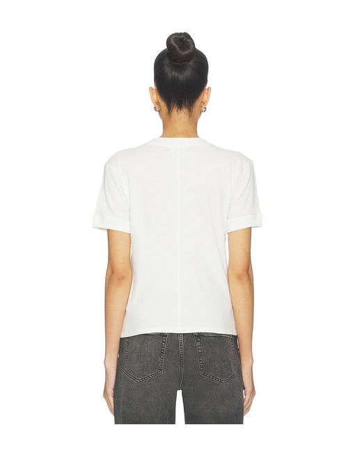 EB DENIM White Henry V Neck Tee