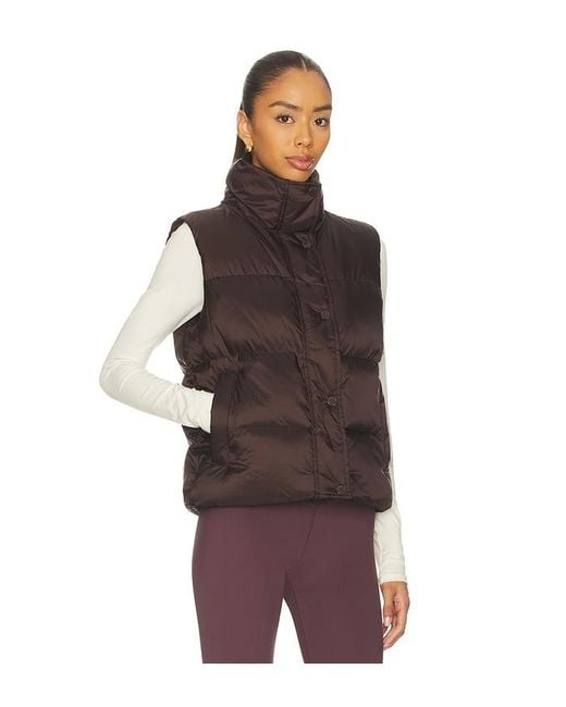 Beyond Yoga Brown Big Cozy Puffer Vest