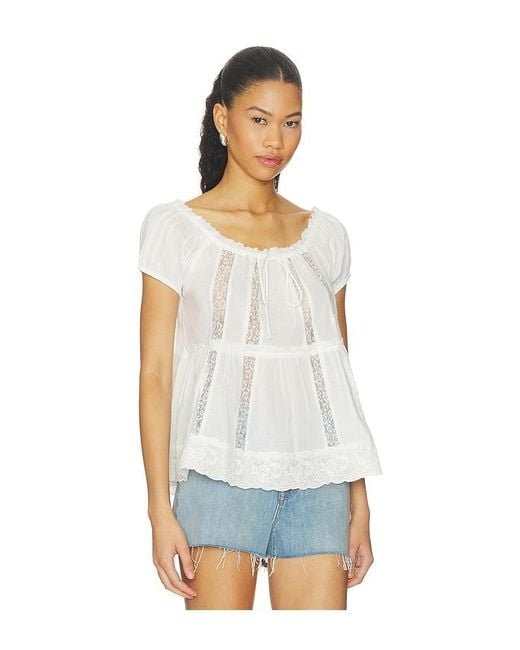 For Love & Lemons White Breezy Cotton Top