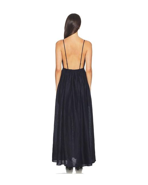 Susana Monaco Blue Solid Linen Empire Waist Dress