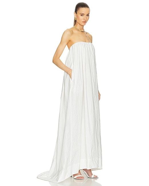 Helsa White Crinkle Pleated Gown