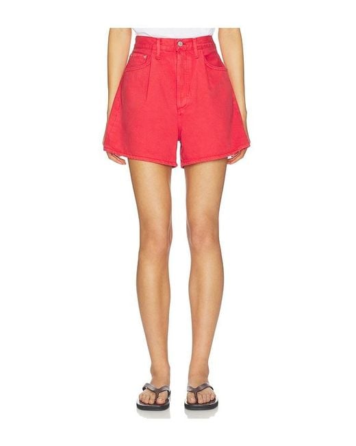 Agolde Red Rhoda Pleated A-Line Shorts