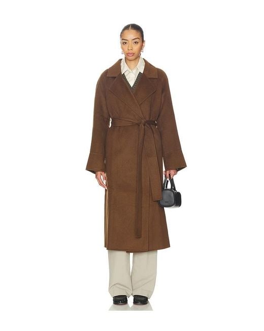 Nicholas Brown Candice Scarf Double Wool Long Coat