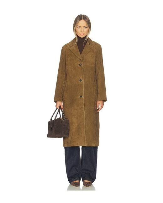 Vince Natural Suede Leather Long Coat