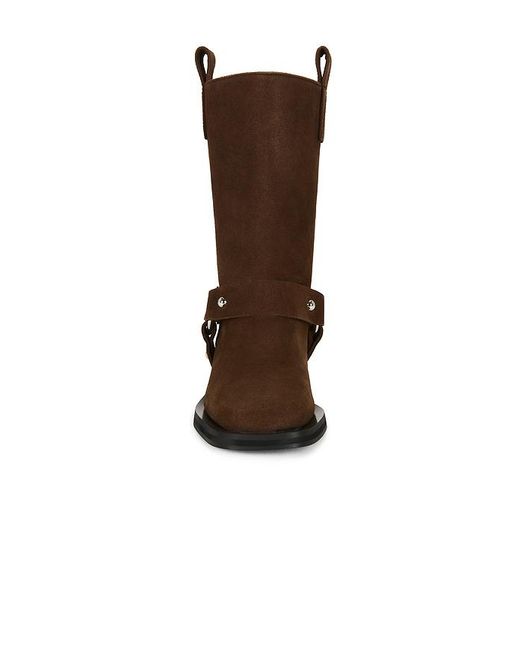 Ganni Brown Mid Shaft Biker Boot