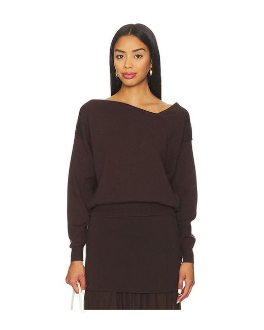 Line & Dot Brown Favorite Off Shoulder Sweater