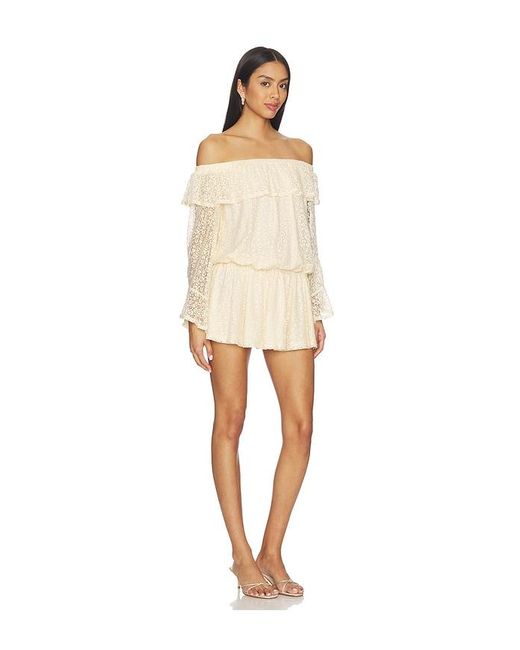 MORE TO COME Natural Libbie Off Shoulder Mini Dress