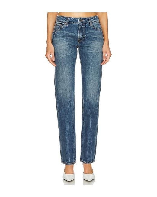 GRLFRND Blue Isabel Low Rise Straight Jeans