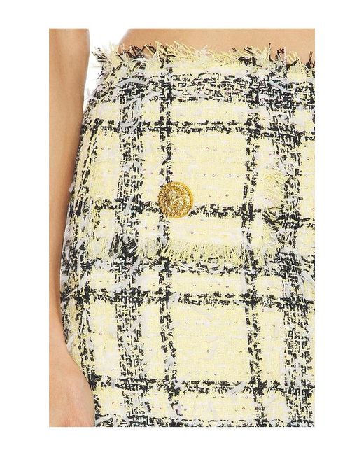 Balmain Yellow Glittered Tweed Mini Skirt In Multicolor