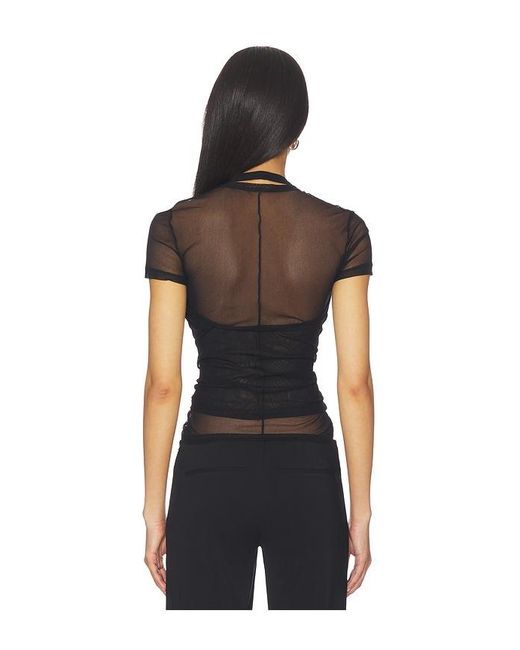 Helmut Lang Black Mesh Layered Top
