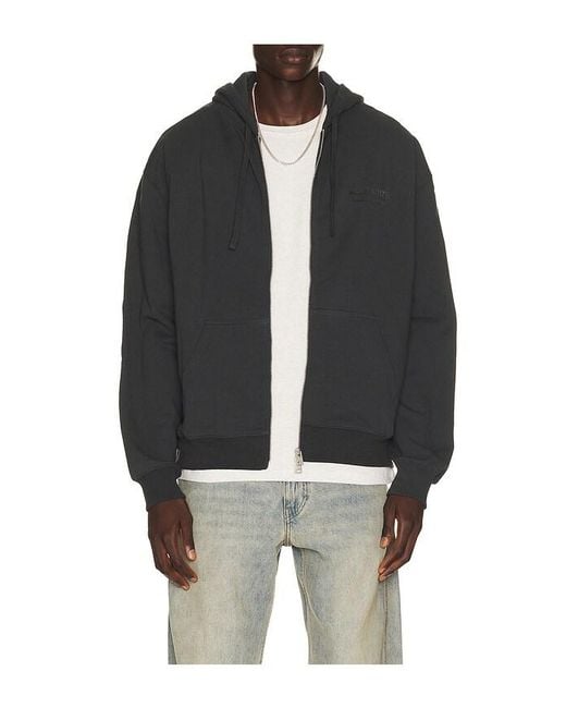 AllSaints Black Xander Zip Through Hoodie for men