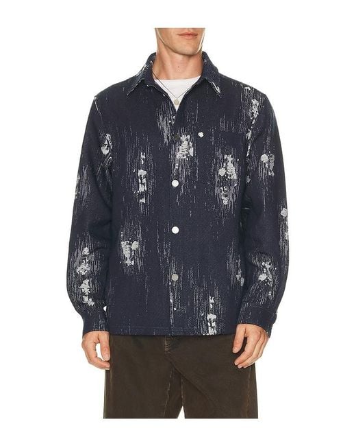 Scotch & Soda Blue Jacquard Relaxed Fit Overshirt for men
