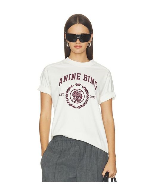 Anine Bing White Jaylin Tee Collegiate