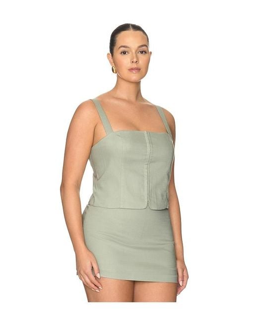 GOOD AMERICAN Green The Linen Corset Top