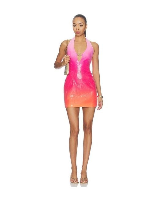Runaway the Label Red Catiana Deep-V Sequin Mini Dress