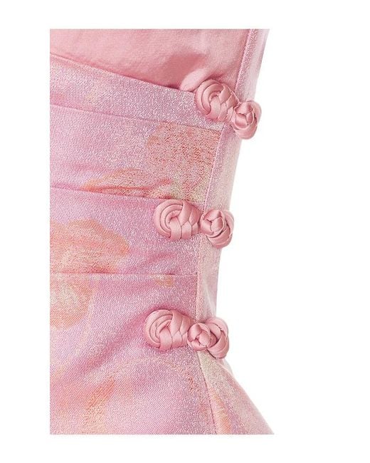 SAU LEE Pink Savie Jacquard Gown