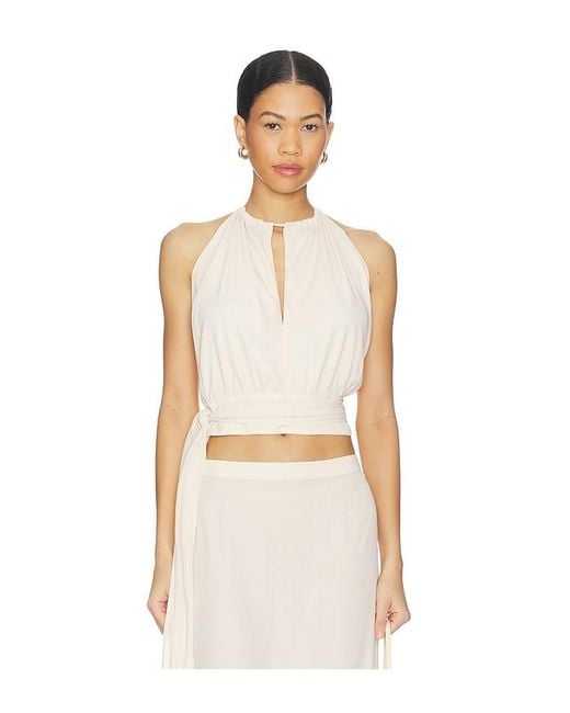 With Harper Lu Natural Draped Halter Top