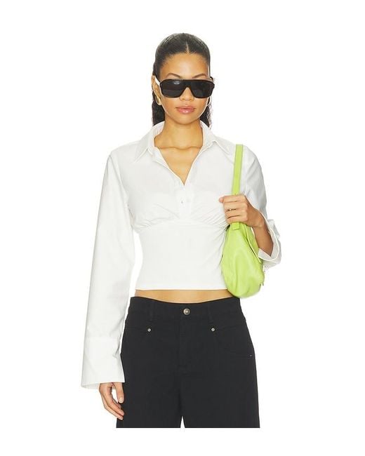 ALL THE WAYS White Amika Fitted Button Up Top