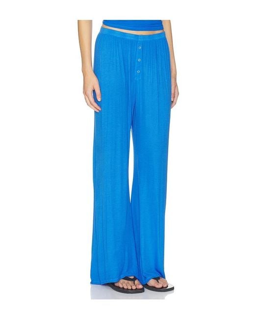 Michael Lauren Blue Laguna Wide Leg Pant With Snaps