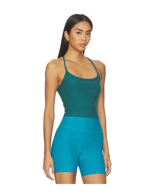 Beyond Yoga Blue Spacedye Slim Racerback Cropped Tank Top