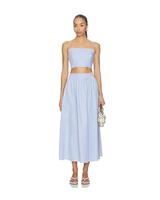Susana Monaco Blue Poplin Midi Skirt