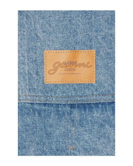 Ganni Blue Patchwork Denim Midi Jacket