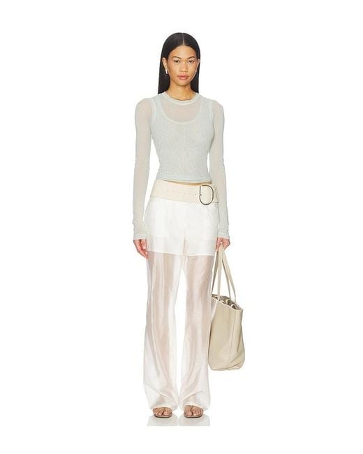 Helmut Lang White Mesh Layered Long Sleeve Top