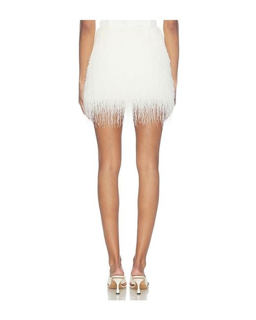 AEXAE White Polyester Fringe Mini Skirt