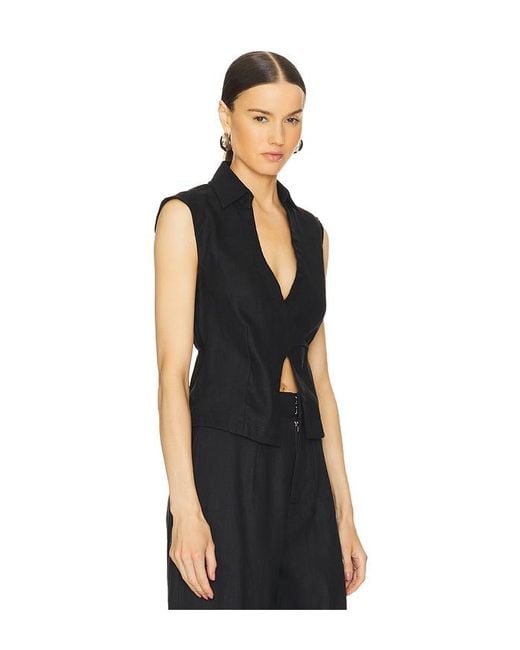 Faithfull The Brand Black Antibes Sleeveless Wrap Shirt