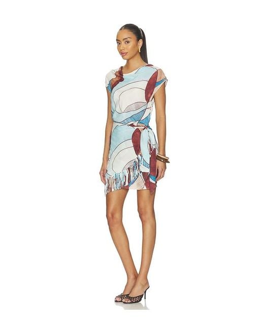 ROAME. Blue Remy Fringed Mini Dress
