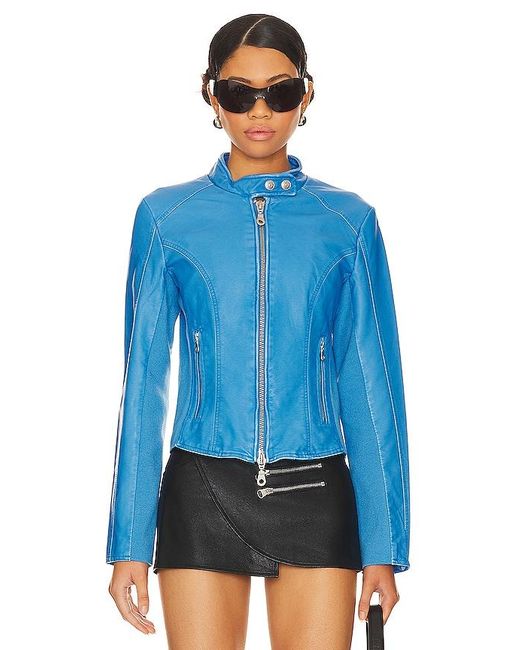 Free People Blue X We The Free Max Faux Moto Jacket