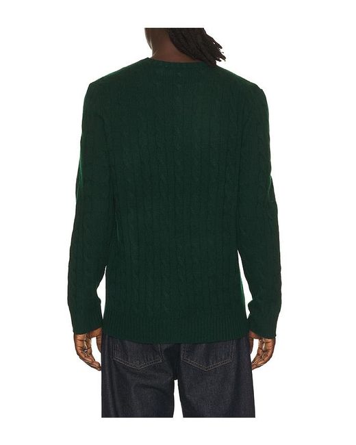 Polo Ralph Lauren Green Long Sleeve Wool Cashmere Cable Knit Crewneck Sweater for men