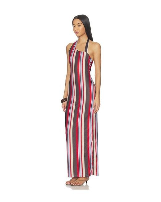 SNDY'S Red Sherri Asymmetrical Maxi Dress