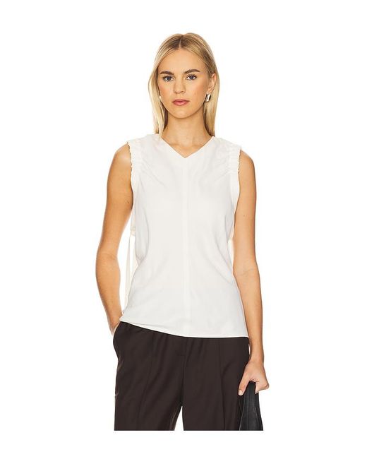 Helmut Lang White Gerüschtes Top Ah