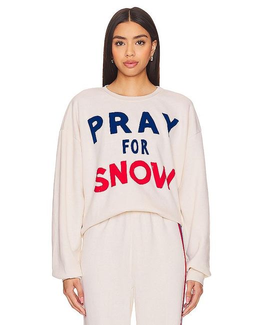 Aviator Nation Red Pray For Snow Crewneck Sweatshirt