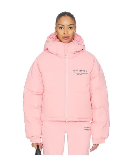 White/space Pink Cropped Puffer Jacket