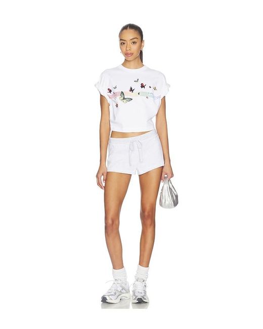 Casablanca White Boxy Cropped T-Shirt