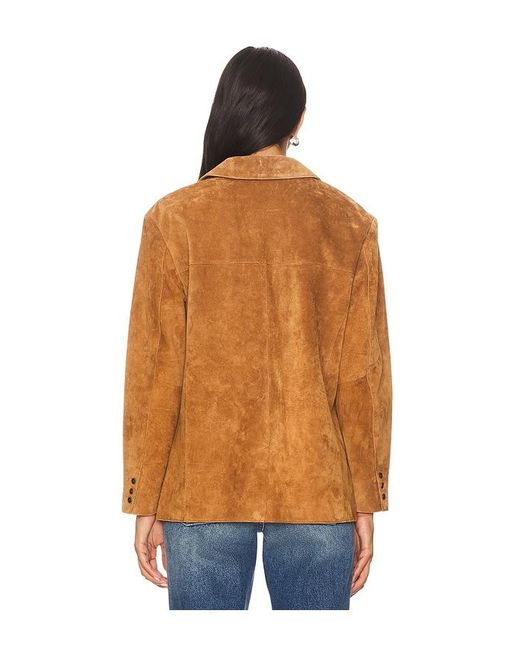 Central Park West Blue Atlas Suede Boyfriend Blazer