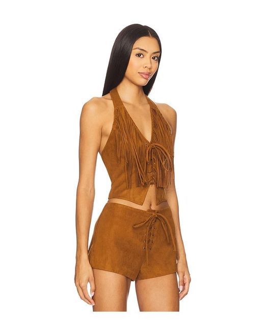 Lovers + Friends Orange Noella Faux Suede Top