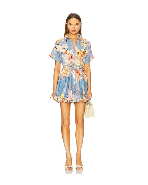 Hemant & Nandita Blue Short Dress With Buckle Belt