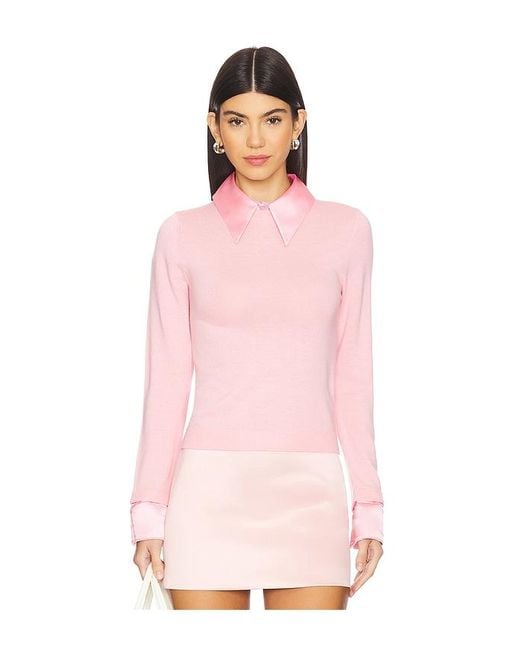 Alice + Olivia Pink Porla Collared Sweater